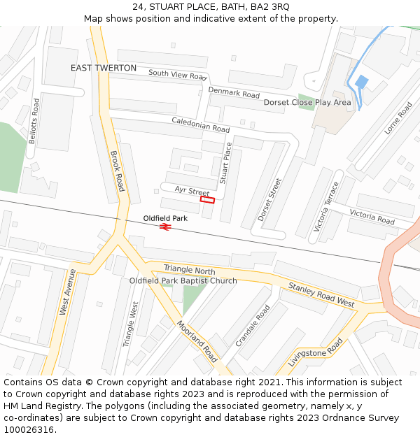 24, STUART PLACE, BATH, BA2 3RQ: Location map and indicative extent of plot