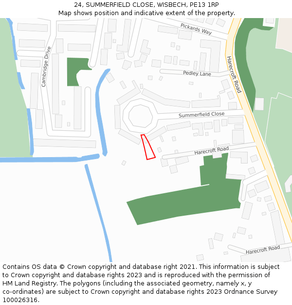 24, SUMMERFIELD CLOSE, WISBECH, PE13 1RP: Location map and indicative extent of plot