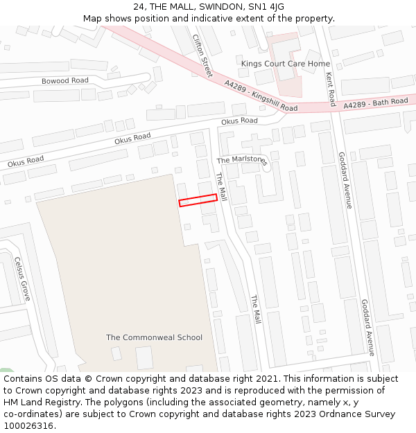 24, THE MALL, SWINDON, SN1 4JG: Location map and indicative extent of plot