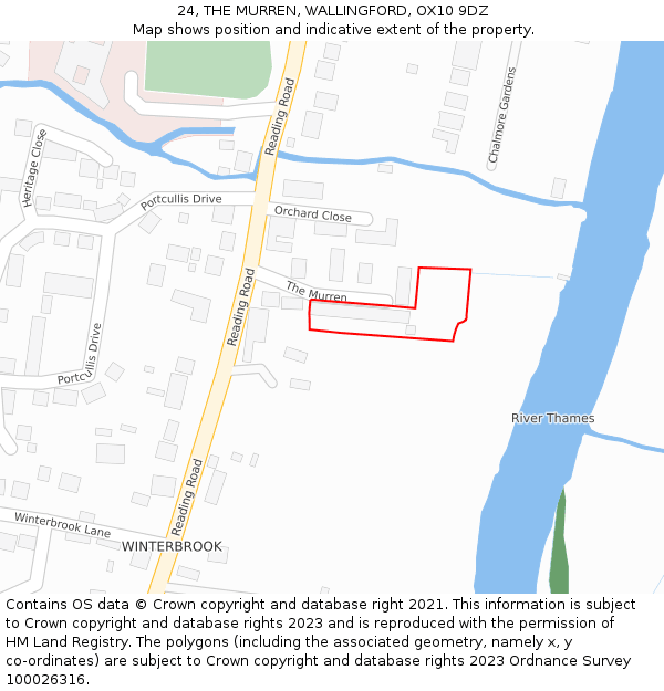 24, THE MURREN, WALLINGFORD, OX10 9DZ: Location map and indicative extent of plot