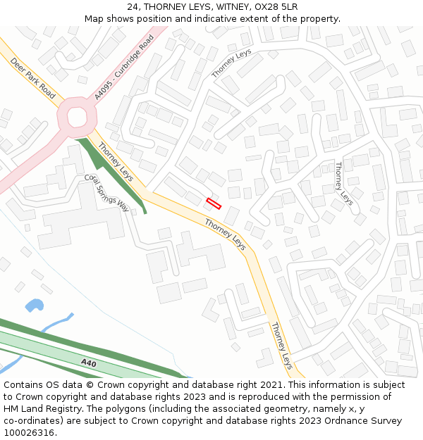 24, THORNEY LEYS, WITNEY, OX28 5LR: Location map and indicative extent of plot