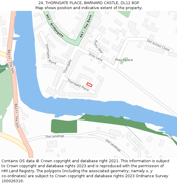 24, THORNGATE PLACE, BARNARD CASTLE, DL12 8GP: Location map and indicative extent of plot