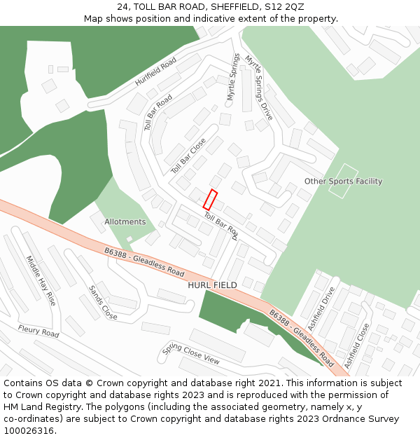 24, TOLL BAR ROAD, SHEFFIELD, S12 2QZ: Location map and indicative extent of plot