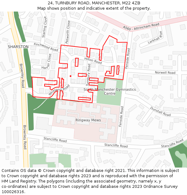 24, TURNBURY ROAD, MANCHESTER, M22 4ZB: Location map and indicative extent of plot