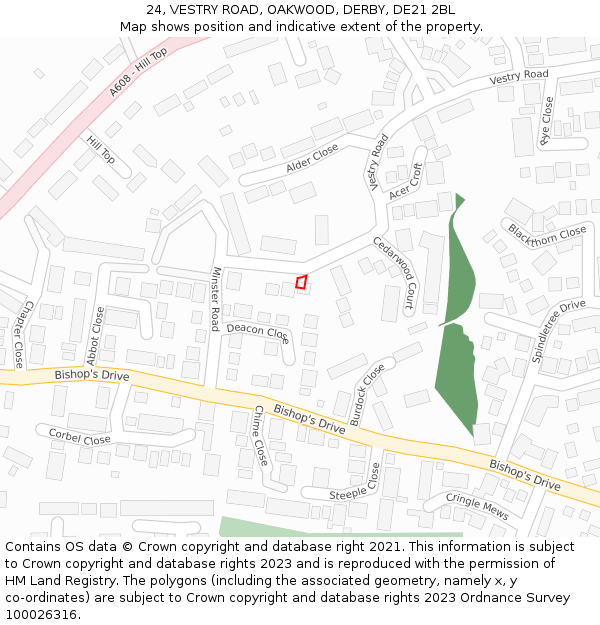 24, VESTRY ROAD, OAKWOOD, DERBY, DE21 2BL: Location map and indicative extent of plot