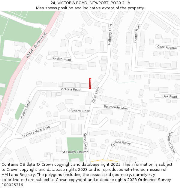24, VICTORIA ROAD, NEWPORT, PO30 2HA: Location map and indicative extent of plot