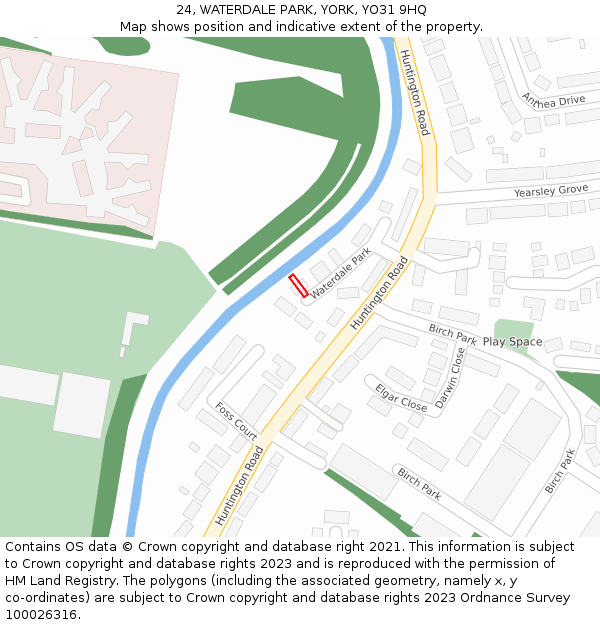 24, WATERDALE PARK, YORK, YO31 9HQ: Location map and indicative extent of plot