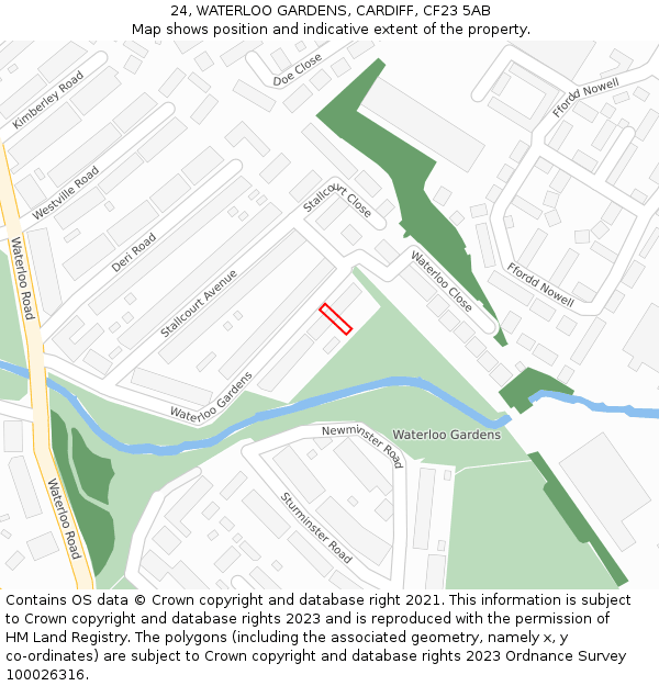 24, WATERLOO GARDENS, CARDIFF, CF23 5AB: Location map and indicative extent of plot