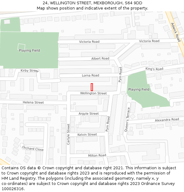 24, WELLINGTON STREET, MEXBOROUGH, S64 9DD: Location map and indicative extent of plot