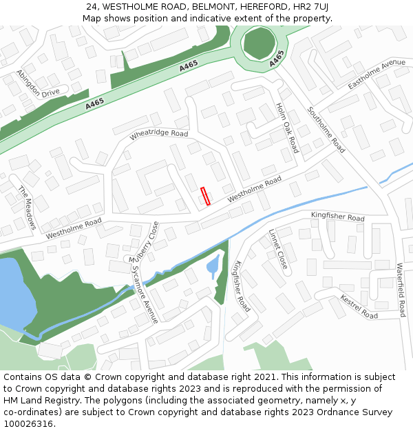 24, WESTHOLME ROAD, BELMONT, HEREFORD, HR2 7UJ: Location map and indicative extent of plot