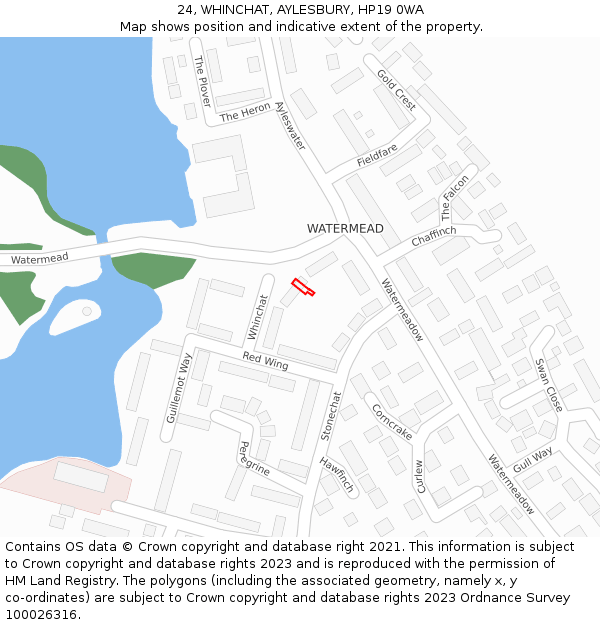 24, WHINCHAT, AYLESBURY, HP19 0WA: Location map and indicative extent of plot