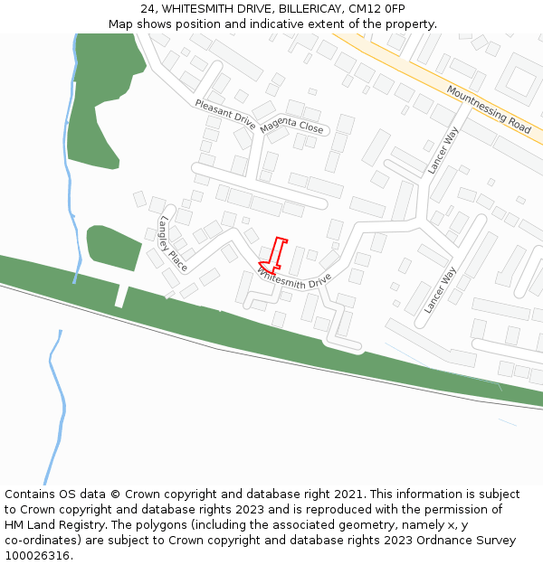 24, WHITESMITH DRIVE, BILLERICAY, CM12 0FP: Location map and indicative extent of plot