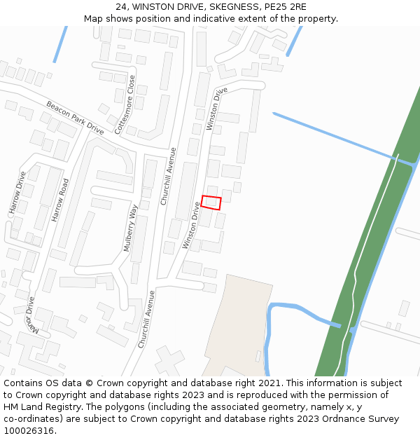 24, WINSTON DRIVE, SKEGNESS, PE25 2RE: Location map and indicative extent of plot