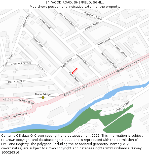 24, WOOD ROAD, SHEFFIELD, S6 4LU: Location map and indicative extent of plot