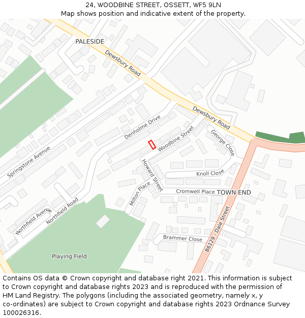 24, WOODBINE STREET, OSSETT, WF5 9LN: Location map and indicative extent of plot