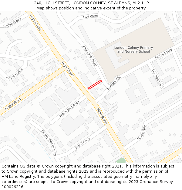 240, HIGH STREET, LONDON COLNEY, ST ALBANS, AL2 1HP: Location map and indicative extent of plot