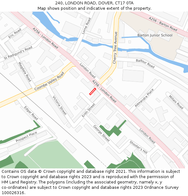 240, LONDON ROAD, DOVER, CT17 0TA: Location map and indicative extent of plot