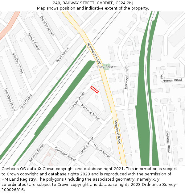 240, RAILWAY STREET, CARDIFF, CF24 2NJ: Location map and indicative extent of plot
