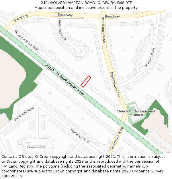240, WOLVERHAMPTON ROAD, OLDBURY, B68 0TF: Location map and indicative extent of plot