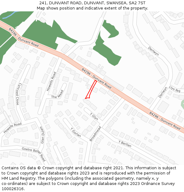 241, DUNVANT ROAD, DUNVANT, SWANSEA, SA2 7ST: Location map and indicative extent of plot