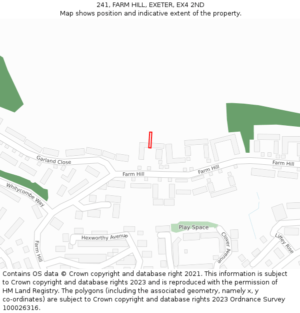 241, FARM HILL, EXETER, EX4 2ND: Location map and indicative extent of plot