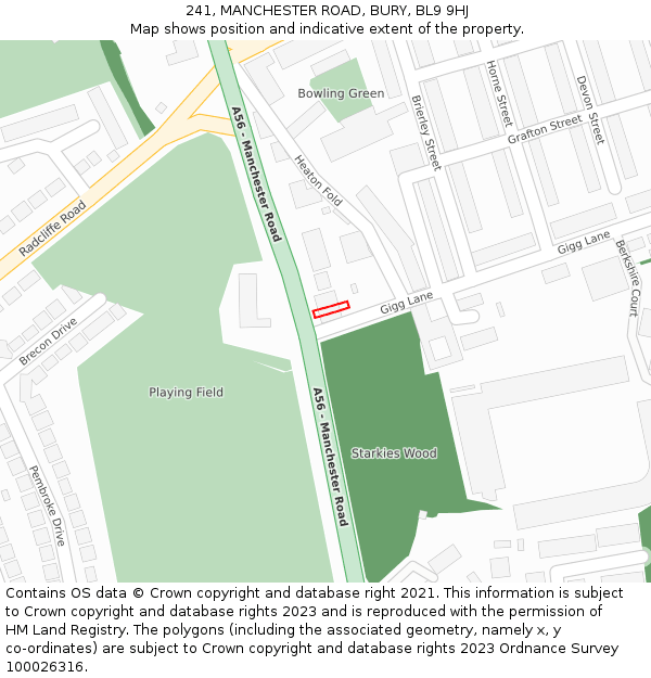 241, MANCHESTER ROAD, BURY, BL9 9HJ: Location map and indicative extent of plot