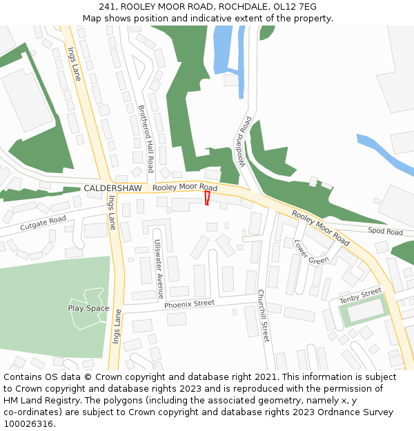 241, ROOLEY MOOR ROAD, ROCHDALE, OL12 7EG: Location map and indicative extent of plot