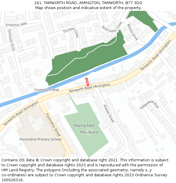 241, TAMWORTH ROAD, AMINGTON, TAMWORTH, B77 3DG: Location map and indicative extent of plot