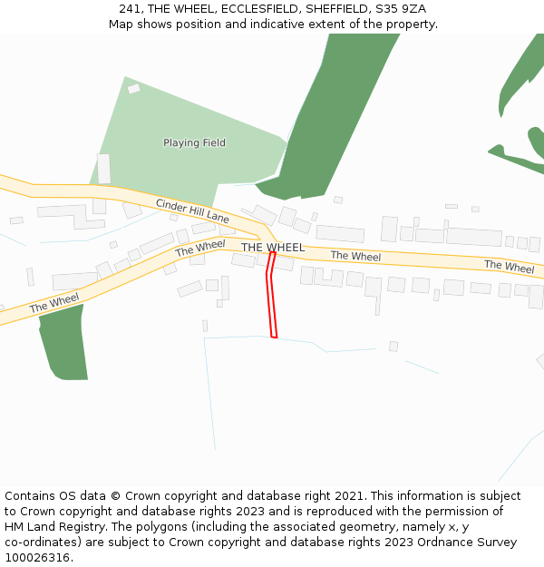241, THE WHEEL, ECCLESFIELD, SHEFFIELD, S35 9ZA: Location map and indicative extent of plot