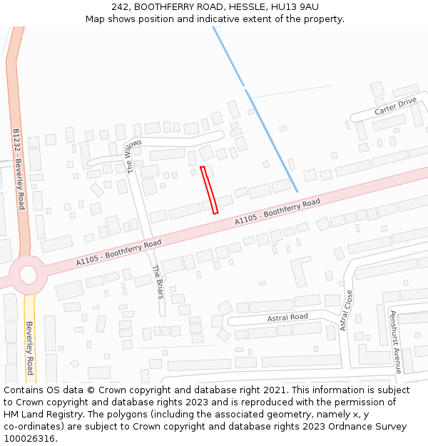 242, BOOTHFERRY ROAD, HESSLE, HU13 9AU: Location map and indicative extent of plot