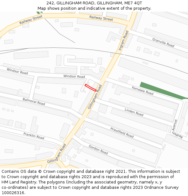 242, GILLINGHAM ROAD, GILLINGHAM, ME7 4QT: Location map and indicative extent of plot