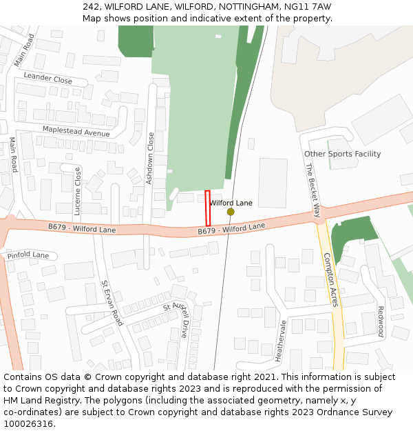 242, WILFORD LANE, WILFORD, NOTTINGHAM, NG11 7AW: Location map and indicative extent of plot