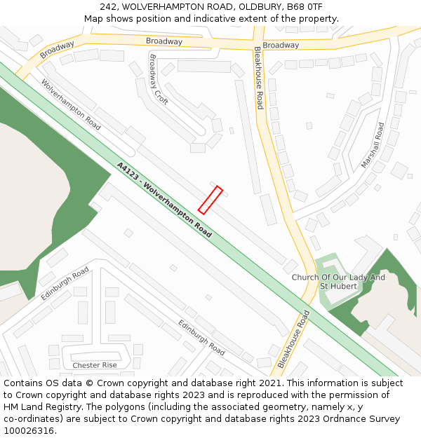242, WOLVERHAMPTON ROAD, OLDBURY, B68 0TF: Location map and indicative extent of plot