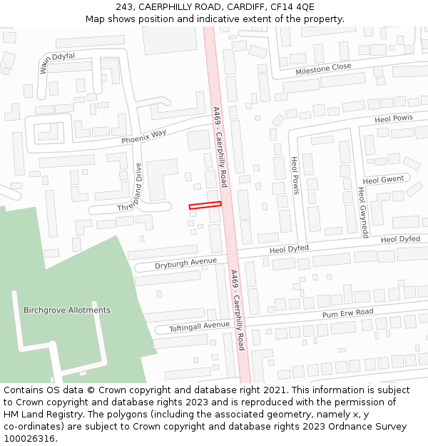 243, CAERPHILLY ROAD, CARDIFF, CF14 4QE: Location map and indicative extent of plot