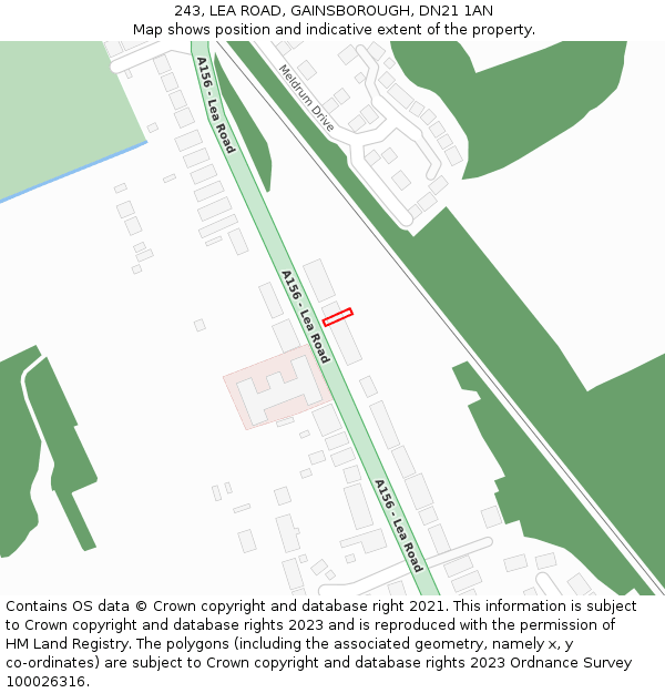 243, LEA ROAD, GAINSBOROUGH, DN21 1AN: Location map and indicative extent of plot