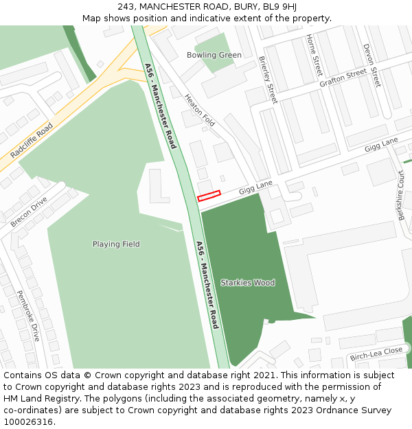 243, MANCHESTER ROAD, BURY, BL9 9HJ: Location map and indicative extent of plot