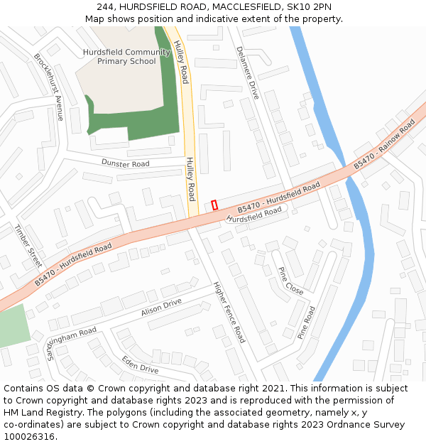 244, HURDSFIELD ROAD, MACCLESFIELD, SK10 2PN: Location map and indicative extent of plot