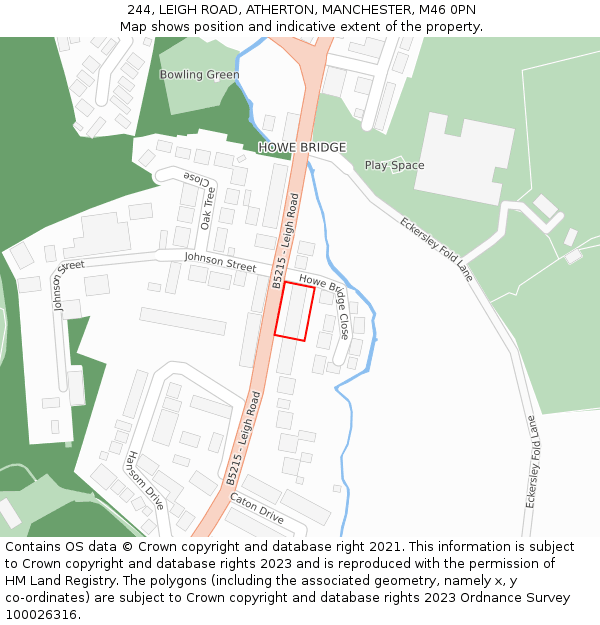 244, LEIGH ROAD, ATHERTON, MANCHESTER, M46 0PN: Location map and indicative extent of plot