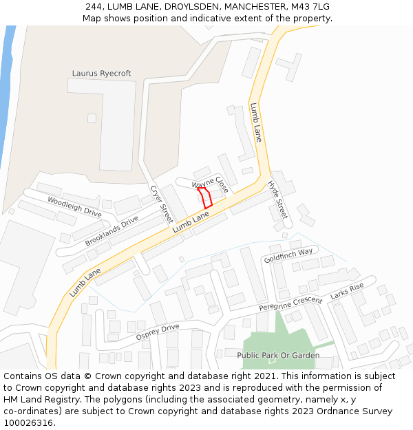 244, LUMB LANE, DROYLSDEN, MANCHESTER, M43 7LG: Location map and indicative extent of plot