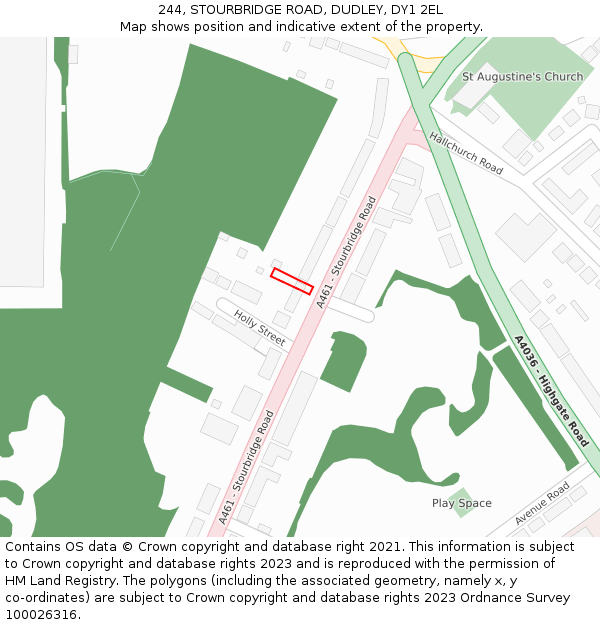 244, STOURBRIDGE ROAD, DUDLEY, DY1 2EL: Location map and indicative extent of plot