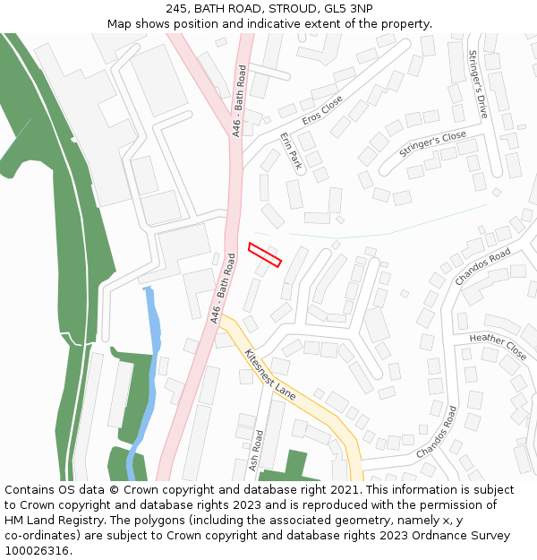 245, BATH ROAD, STROUD, GL5 3NP: Location map and indicative extent of plot
