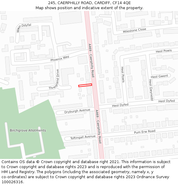 245, CAERPHILLY ROAD, CARDIFF, CF14 4QE: Location map and indicative extent of plot