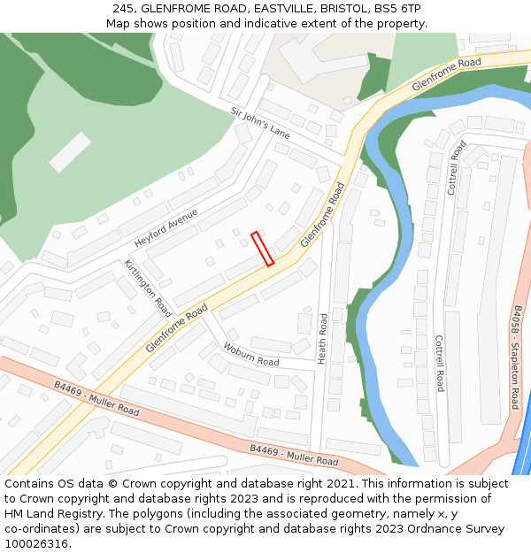 245, GLENFROME ROAD, EASTVILLE, BRISTOL, BS5 6TP: Location map and indicative extent of plot
