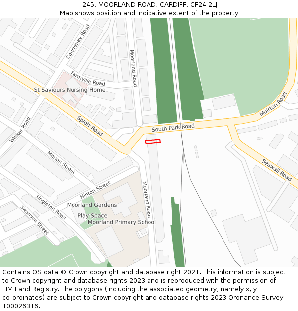 245, MOORLAND ROAD, CARDIFF, CF24 2LJ: Location map and indicative extent of plot