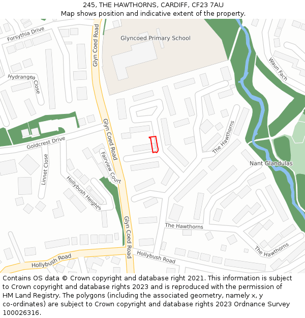245, THE HAWTHORNS, CARDIFF, CF23 7AU: Location map and indicative extent of plot