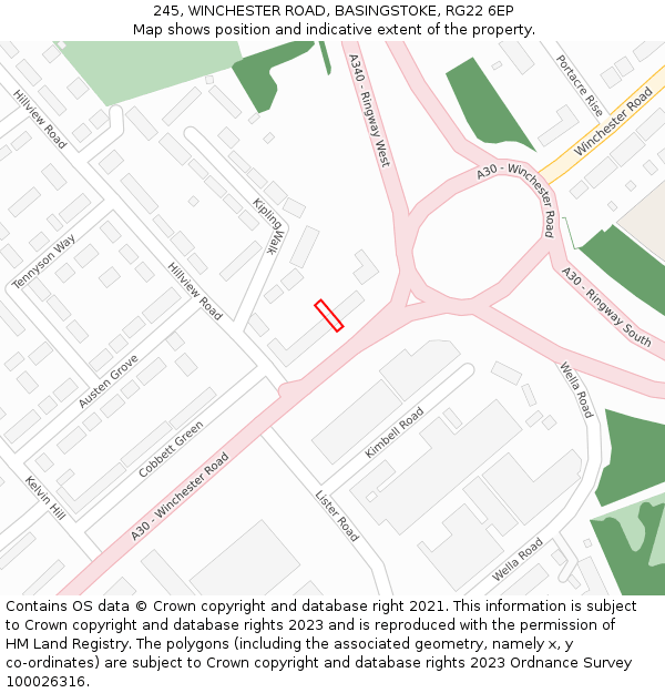 245, WINCHESTER ROAD, BASINGSTOKE, RG22 6EP: Location map and indicative extent of plot