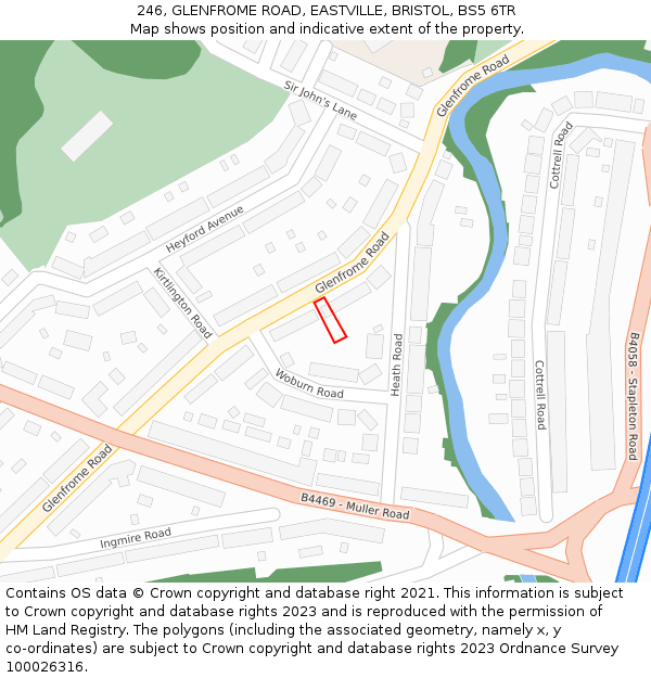 246, GLENFROME ROAD, EASTVILLE, BRISTOL, BS5 6TR: Location map and indicative extent of plot