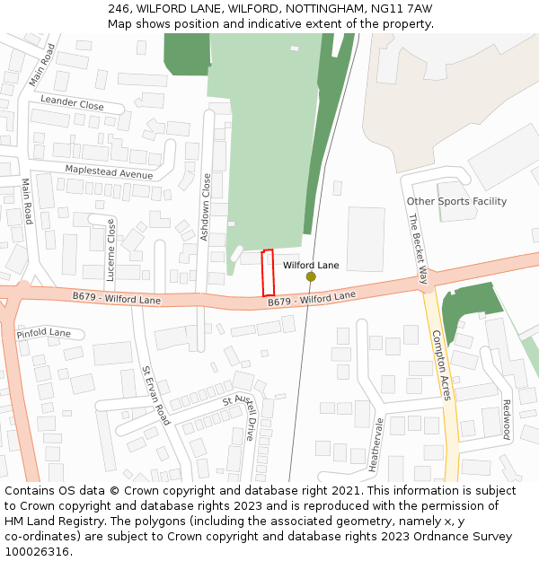 246, WILFORD LANE, WILFORD, NOTTINGHAM, NG11 7AW: Location map and indicative extent of plot
