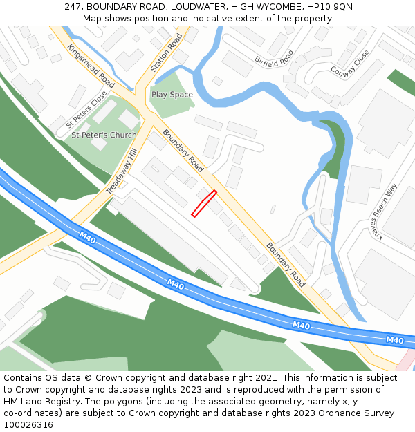247, BOUNDARY ROAD, LOUDWATER, HIGH WYCOMBE, HP10 9QN: Location map and indicative extent of plot