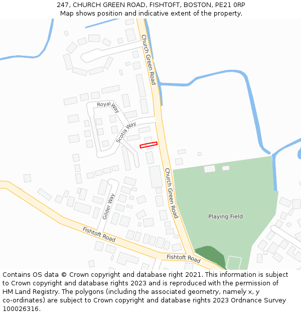 247, CHURCH GREEN ROAD, FISHTOFT, BOSTON, PE21 0RP: Location map and indicative extent of plot